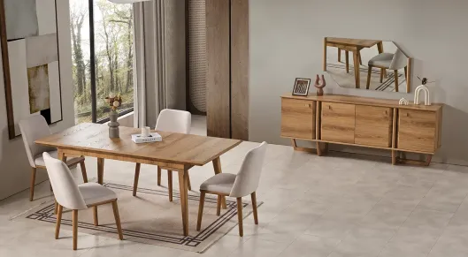 Product img 1, Kolezyum Ahşap Ayaklı Yemek Odası Takımı